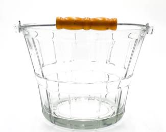 Vintage Anchor Hocking Glass Ice Bucket w/ Handle