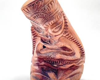 Handmade Wooden Tiki Sculpture, Signed