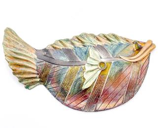 Leslie MacKenzie Signed Raku Pottery Hanging Fish