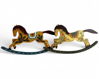 Signed Folk Art Wall Hanging Horses