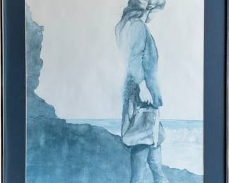 1970s Cristine Rosamond Lithograph "Sea Wall" Framed
