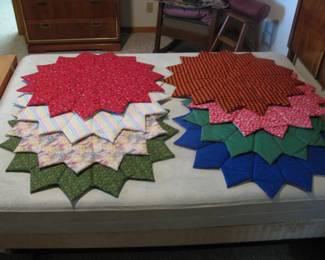 Hand Quilted Holiday Table Centerpieces - two sided
