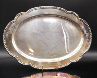 Large Silverplate Platter with Scalloped Edge