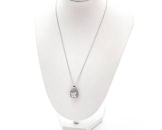 925 Sterling Silver Necklace with Square-Cut Pendant
