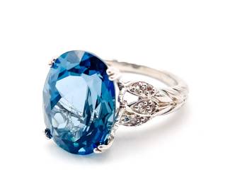 925 Sterling Silver Ring with Blue Gemstone Size 7