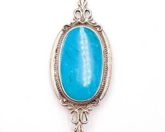 Sterling Silver Oval Turquoise Brooch/Pendant