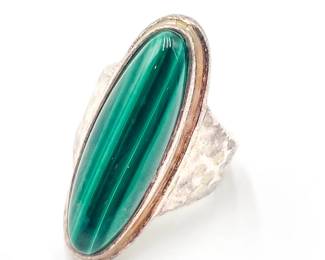 925 Sterling Silver Ring with Malachite Stone Size 7