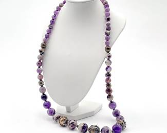 Merav 925 Sterling Silver and Amethyst Necklace
