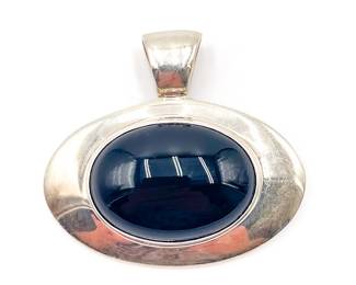ESPO SIG 925 Sterling Silver Pendant with Black Oval Stone