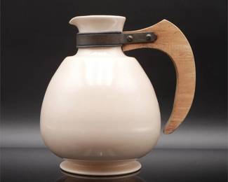 1930s Pacific Pottery Coralitos Pitcher w/ Wooden Handle