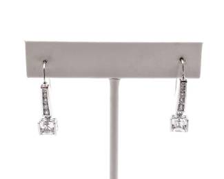 Silver Drop Earrings with Cubic Zirconia Accents