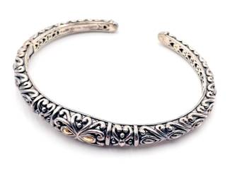 A by JH 925 Sterling Silver with 14K Gold Accents Cuff Bracelet