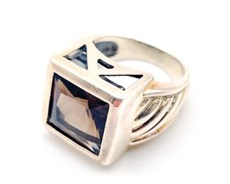 Sterling Silver Ring with Smoky Quartz Size 6.5