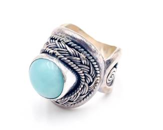 Sterling Silver Ring with Blue Stone Size 6.5