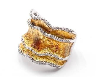 Gold-Tone and Silver-Tone Wave-Design Ring