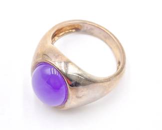 Sterling Silver Ring with Purple Chalcedony Size 7