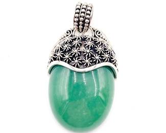925 Sterling Silver and Green Adventurine Pendant