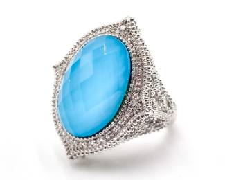 Naomi India Sterling Silver Ring with Blue Doublet Stone