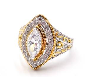 Verragio 925 Sterling Silver CZ Two-Tone Ring Size 7