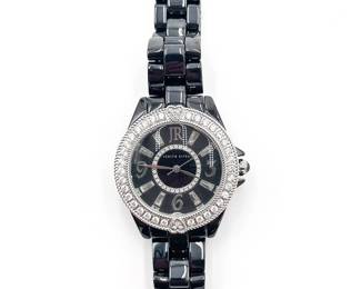 Judith Ripka Black Ceramic and Rhinestones Wristwatch