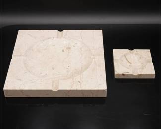 Pair of Venetian Marble Co. Cut Marble Ashtrays