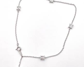 Sterling Silver Anklet with CZ Accents