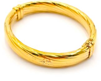 Gold-Plated 925 Sterling Silver Hinged Bangle Bracelet