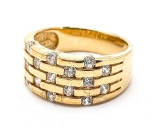 Sterling Silver Gold-Plated Ring with CZ Accents Size 7.5