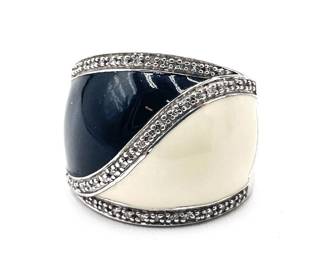 925 JWBR India Ring with Blue and White Enamel Size 8