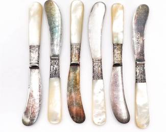 Set of Six Antique Landers Frary & Clark Sterling Butter Knives