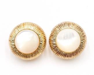 925 Italy Gold-Toned Earrings with Mother of Pearl
