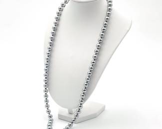Majorica 925 Sterling Silver Iridescent Grey Pearl Necklace