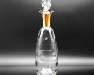 Glass Decanter with Gold Tone Neck and Stopper