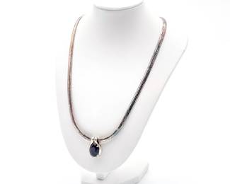 Milor Italy 925 Sterling Silver Necklace with Smoky Quartz Pendant
