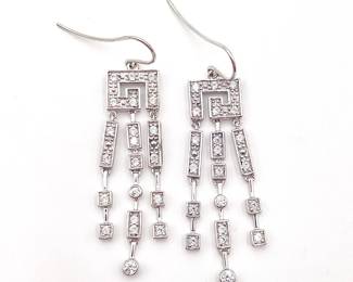 925 Sterling Silver Chandelier Earrings with CZ Accents