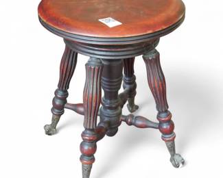 Victorian Piano Stool w/ Claw Feet & Glass Balls