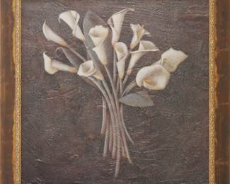 Framed Lily Flowers Artwork in Ornate Frame