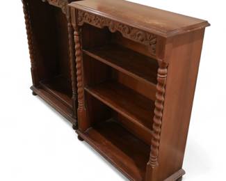 Jacobean Revival Bookcases w/ Barley Twist Columns