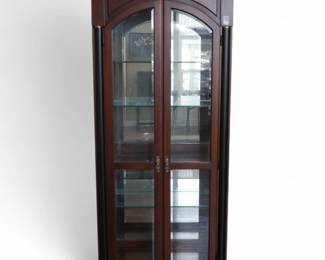 1990s Ethan Allen Medallion Curio Cabinet Hutch