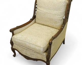 Louis XV Style French Upholstered Bergère Armchair