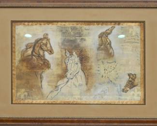 Contemporary Framed Art Print of Horse Sketches