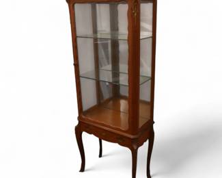 20th Century Louis XV Style Curio Cabinet w/ Glass Shelves