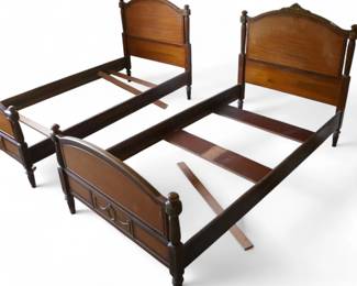 Federal Style Lengco Twin Beds w/ Carved Details