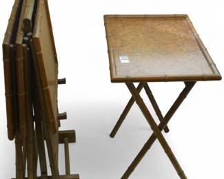 Vintage Wood TV Trays w/ Faux Bamboo Finish