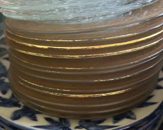 Crystal and Gilded dessert plates. Hand Painted Blue Plates from Greece.