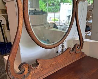 Oak Mirror attached to 1890 dresser