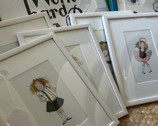 Original "Eloise at the Plaza" prints. "Work Hard and Be Nice to People"framed print. Original 1950's fashion drawing.