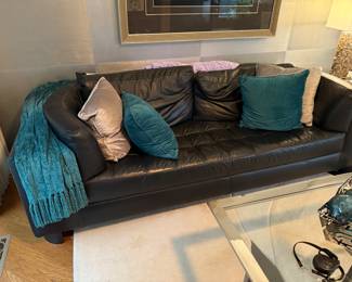 Black leather sofa