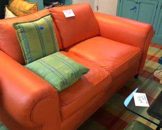 Faux leather loveseat