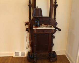 Antique walnut hall stand